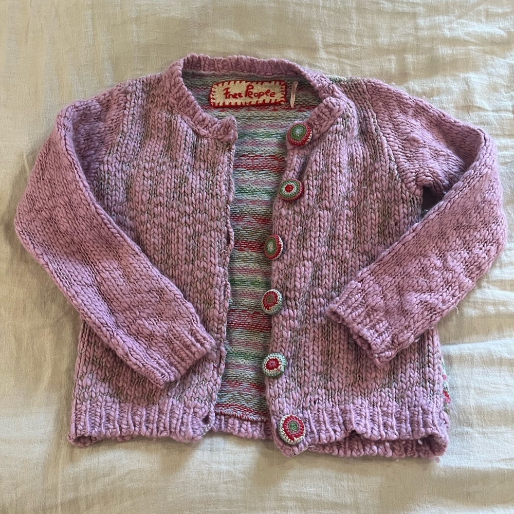 Free People Vintage Cropped Wool Button Up Sweater